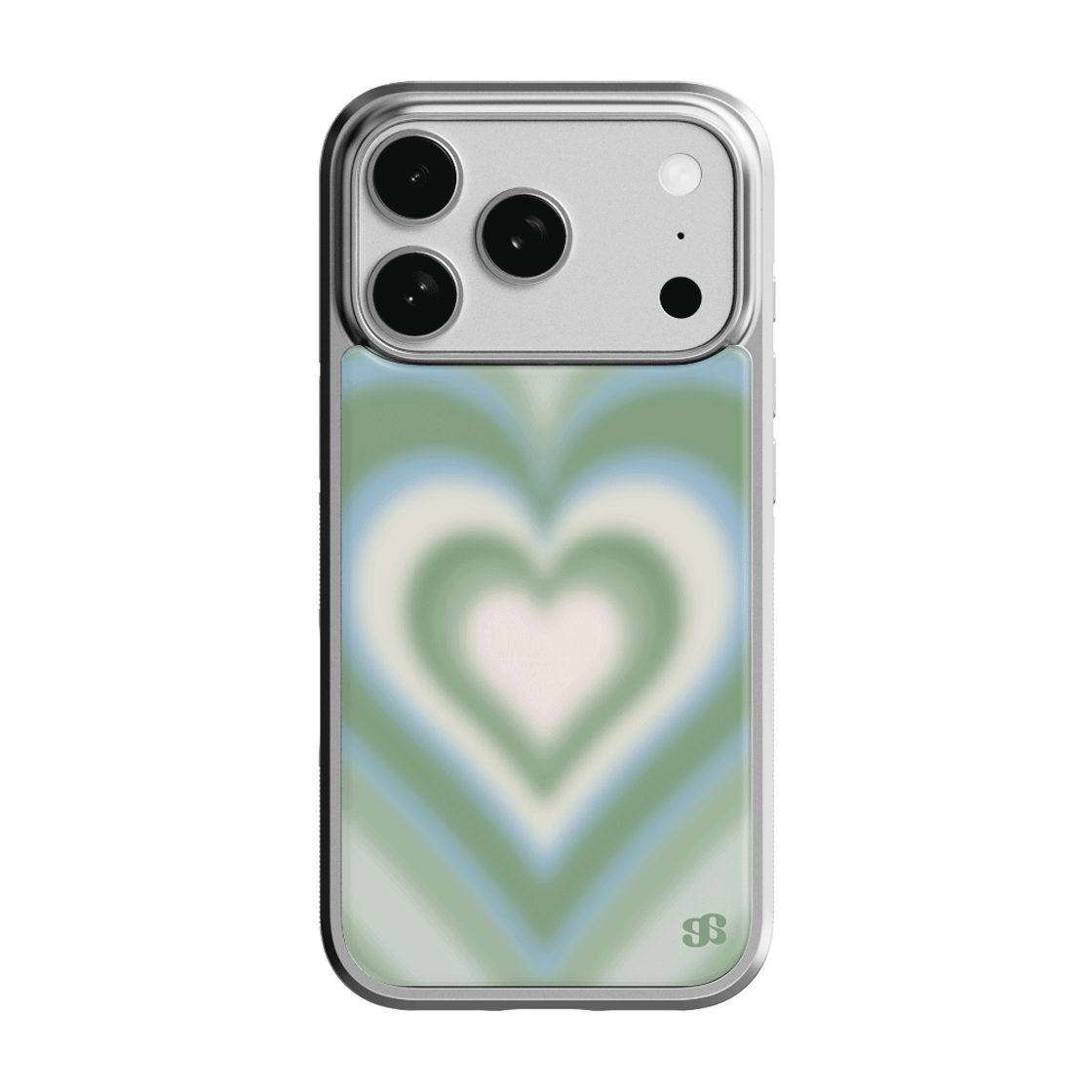 어프어프 선셋 하트 그린 에폭시 범퍼 케이스 실버(earpearp Sunset Heart Green Epoxy Bumper Case - Silver) - 1