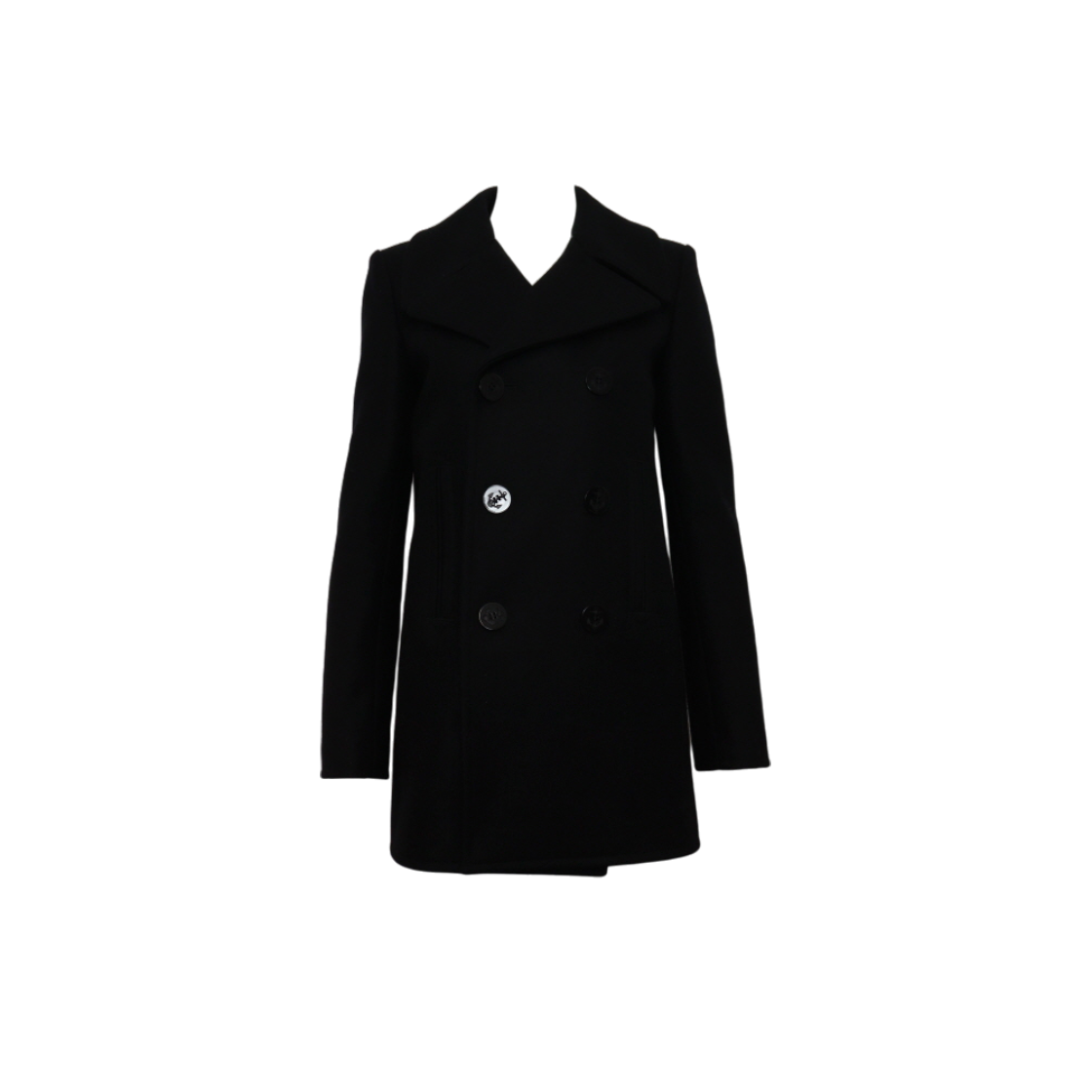 생로랑 376282 블랙 울 여성 더블코트 자켓aa61423(Saint Laurent Black Wool Double Coat for Women) - 1
