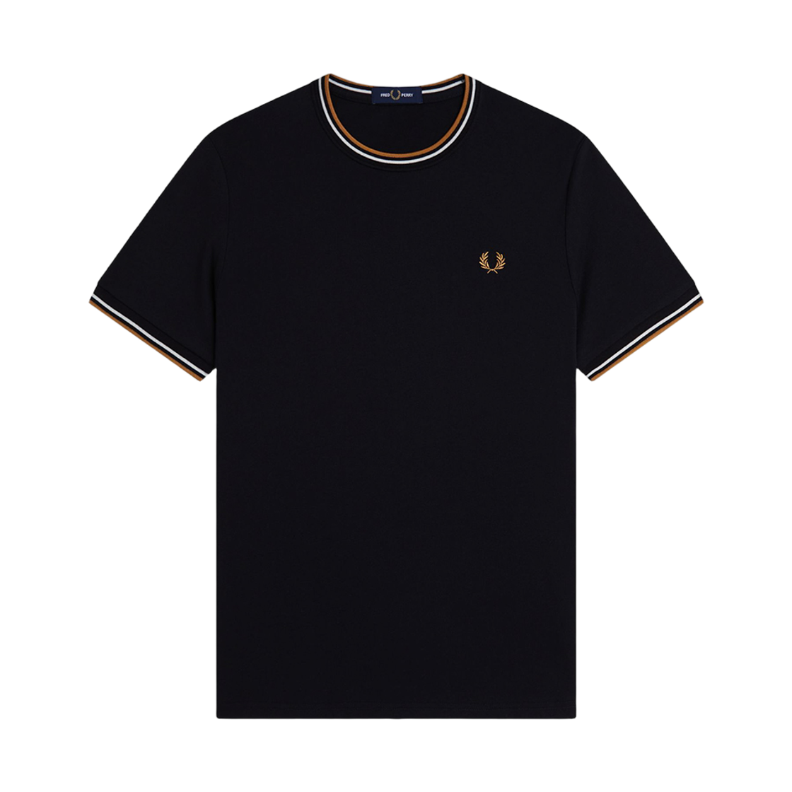 AFPM2611588-P69 Fred Perry Twin Tipped T-Shirt Black Ecru Dark Caramel