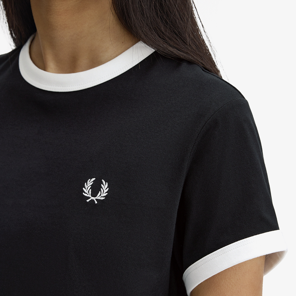 프레드페리 우먼즈 크롭 링어 티셔츠 블랙(Fred Perry Cropped Ringer T-Shirt Black) - 4