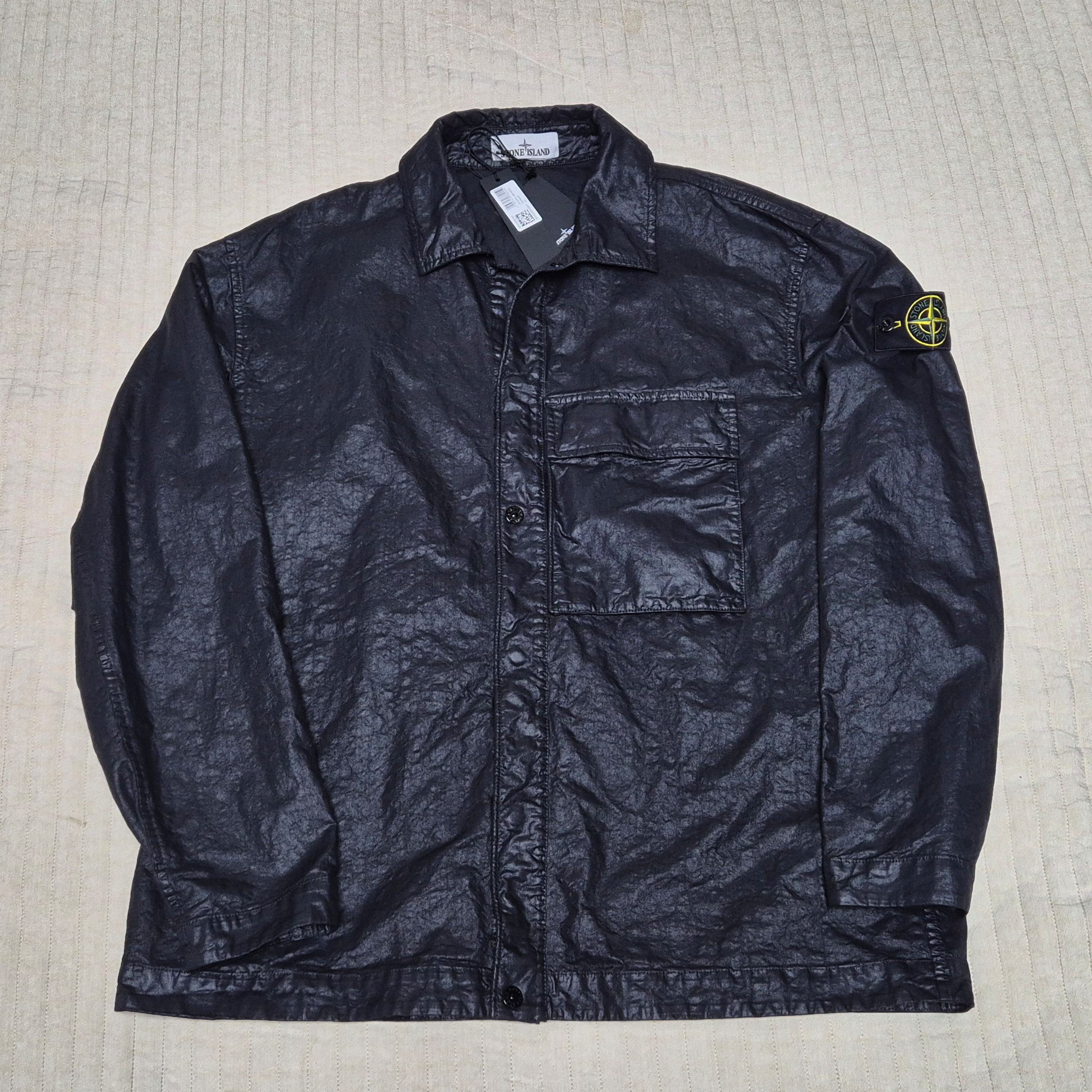 Stone Island 1200003 Organic Look Nylon Panama TC Comfort Fit Overshirt Black - 26SS 착용 스타일 - 1