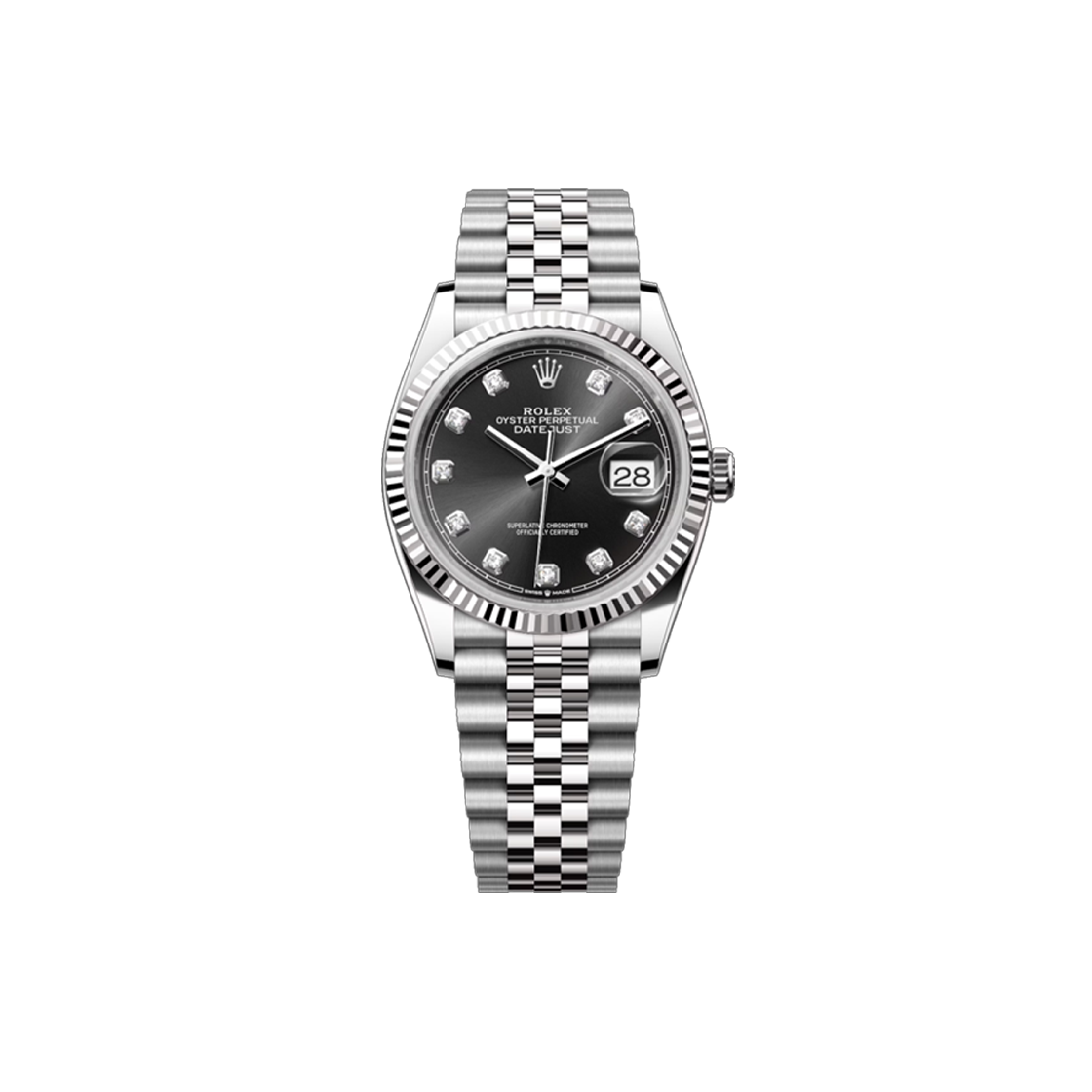IT8B77FAW2CU Rolex Datejust 36 - 126234 Black 10P Jubilee No. 7445