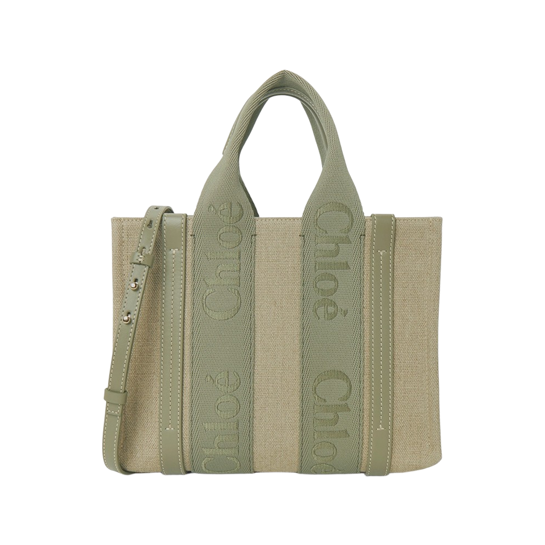 끌로에 린넨 스몰 우디 토트백 그린(Chloe Small Woody Tote Bag in Linen Green) - 1