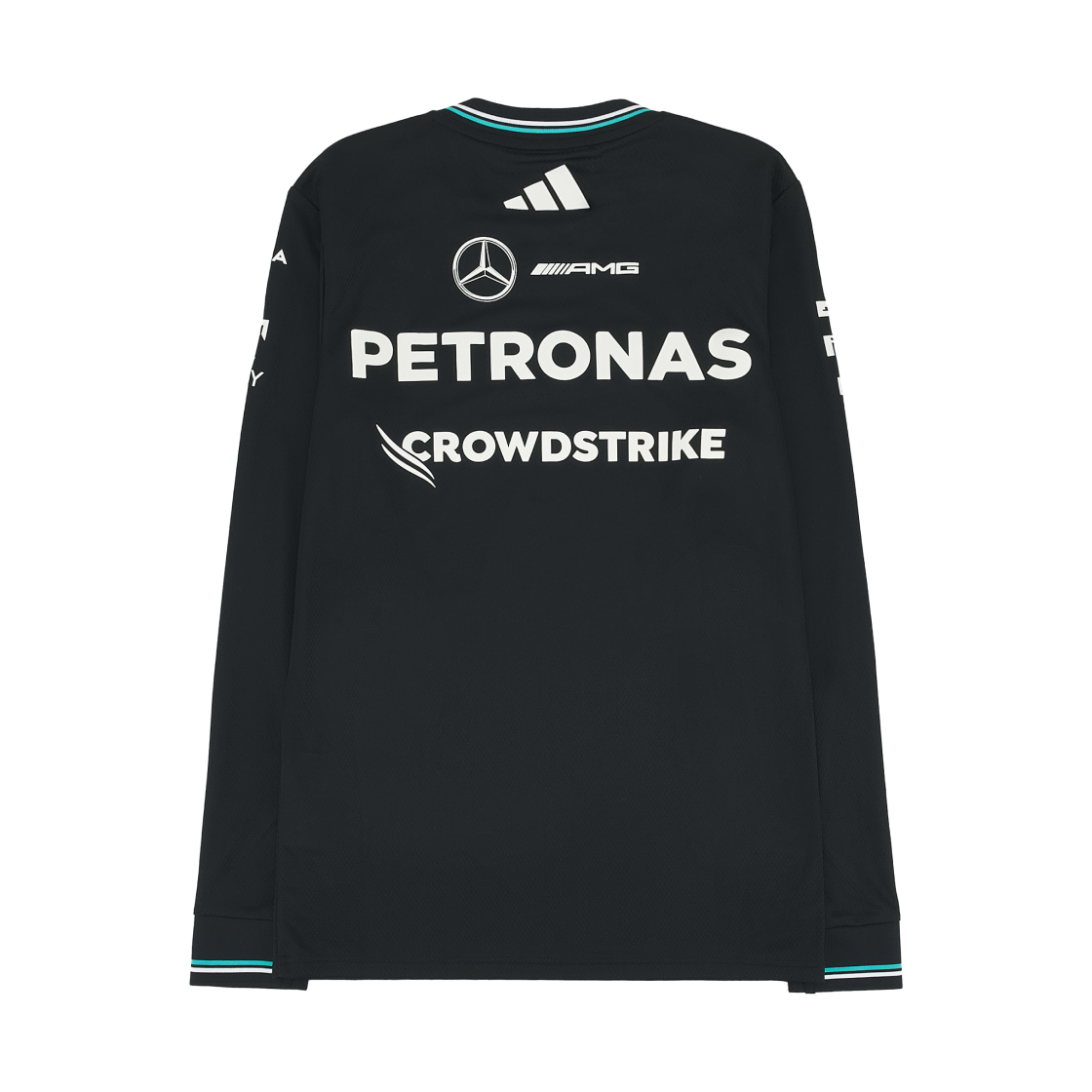 메르세데스 AMG 페트로나스 x 아디다스 포뮬러 원 2025 팀 드라이버 저지 어센틱 롱슬리브 블랙 화이트 - KR 사이즈(Mercedes AMG Petronas x Adidas Formula One 2025 Team Driver Jersey Authentic Long Sleeve Black White - KR Sizing) - 2