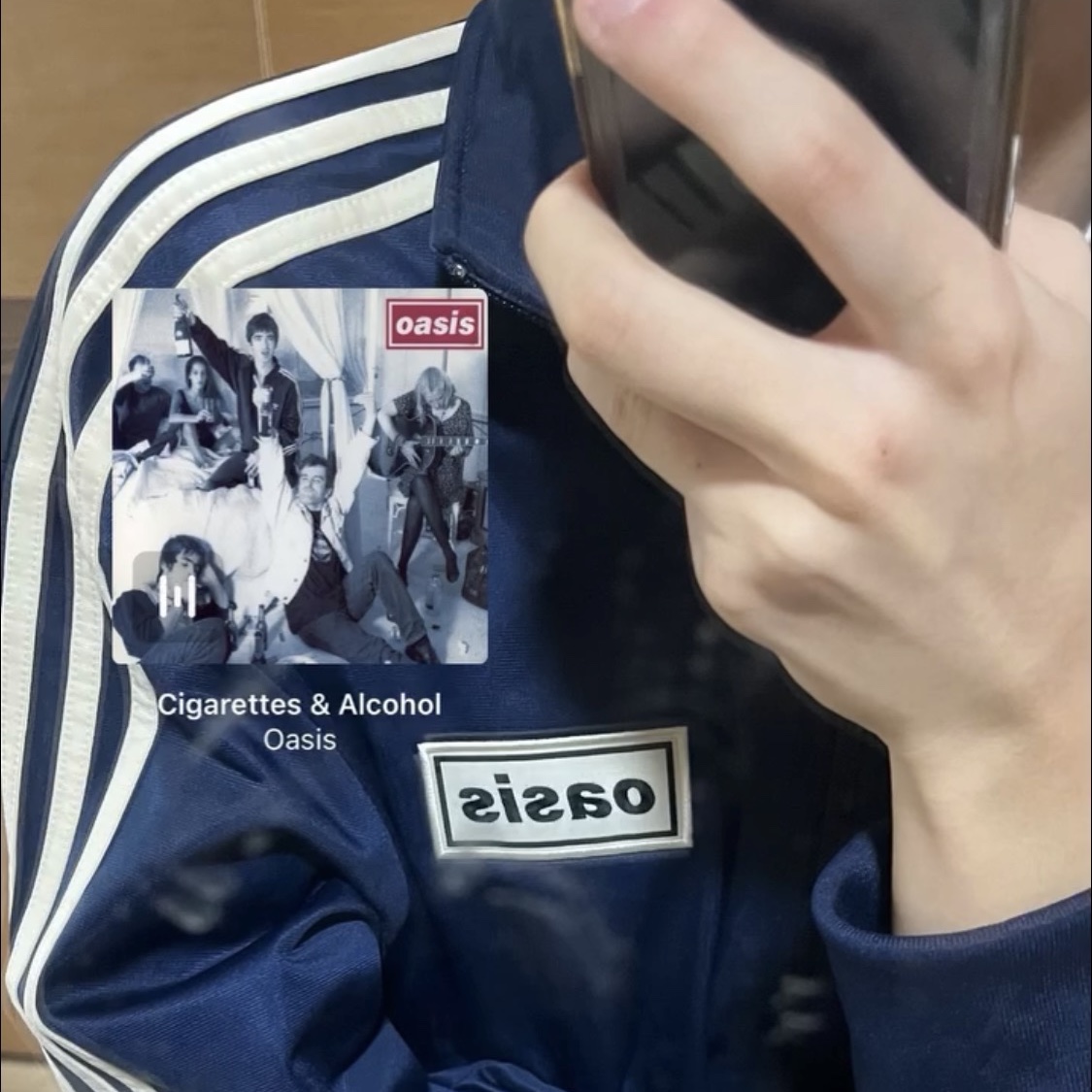 Adidas x Oasis Tour Firebird Track Top Night Indigo - KR Sizing 착용 스타일 - 2