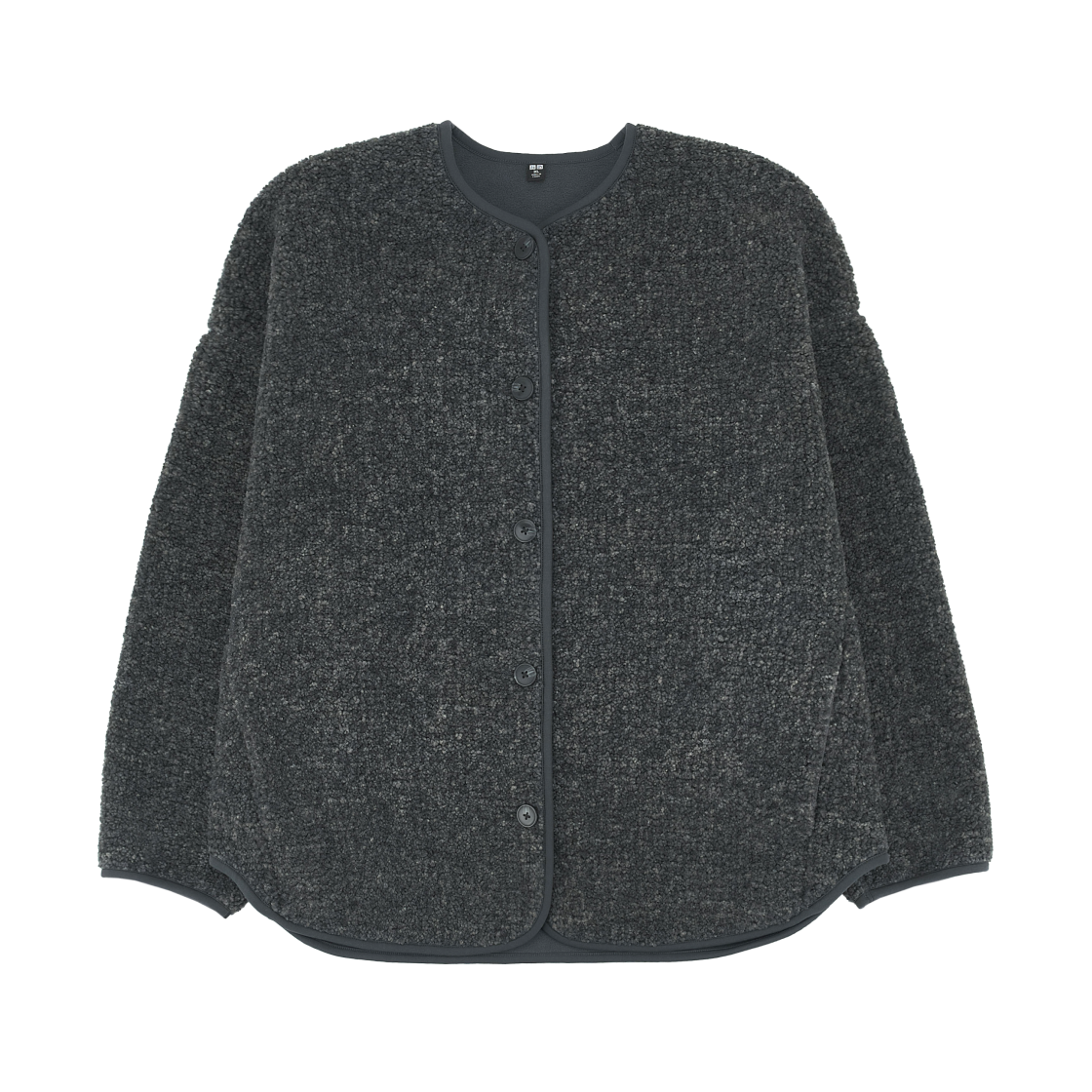 (W) 유니클로 파일 라인드 플리스 릴렉스드 가디건 다크 그레이 - JP((W) Uniqlo Pile Lined Fleece Relaxed Cardigan Dark Gray - JP)