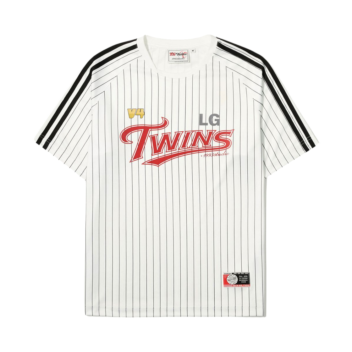 LG 트윈스 x 1993스튜디오 V4 트랙 져지 티셔츠 화이트(LG Twins x 1993 Studio V4 Track Jersey T-Shirt White)