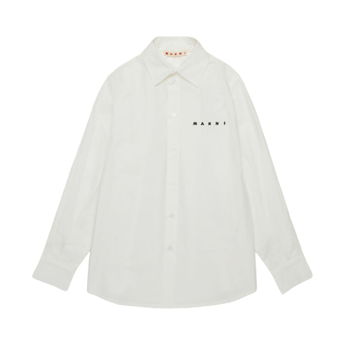 (키즈) 마르니 자수 마르니 로고 코튼 셔츠 오프 화이트((Kids) Marni Cotton Shirt with Embroidered Marni Logo Off White)