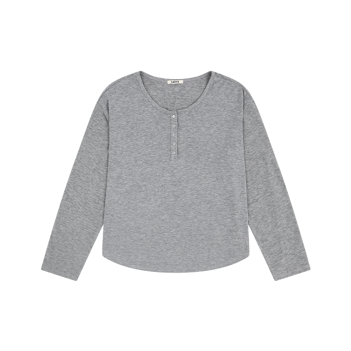 레이지지 쿨 라이트 헨리넥 롱슬리브 티셔츠 그레이(LAZYZ Cool Light Henley Neck Long Sleeve T Shirt - Gray)