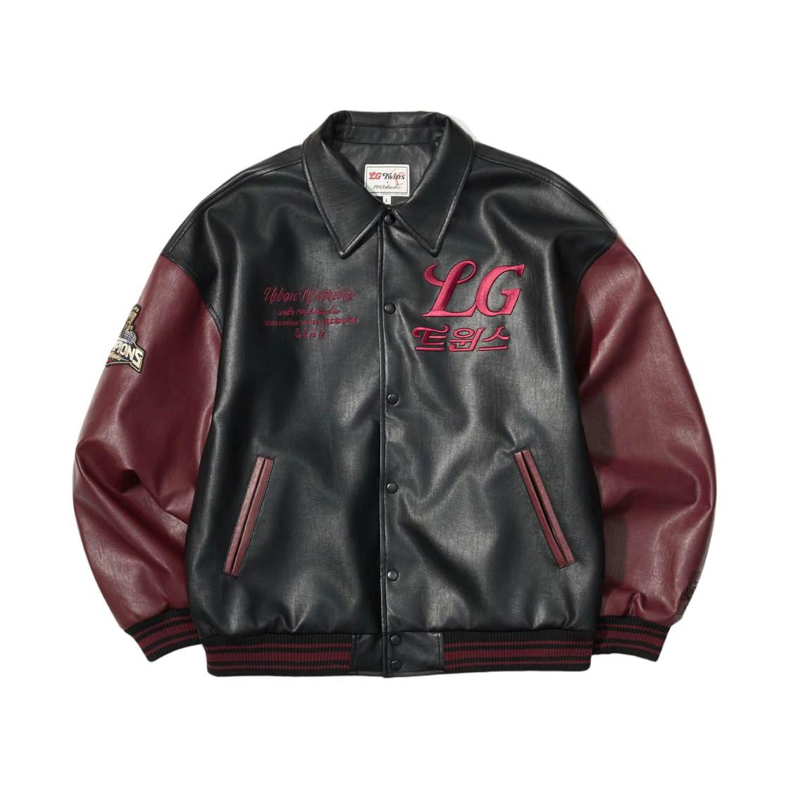LG 트윈스 x 1993스튜디오 V4 트윈스 바시티 자켓 블랙(LG Twins x 1993 Studio V4 Twins Varsity Jacket Black)