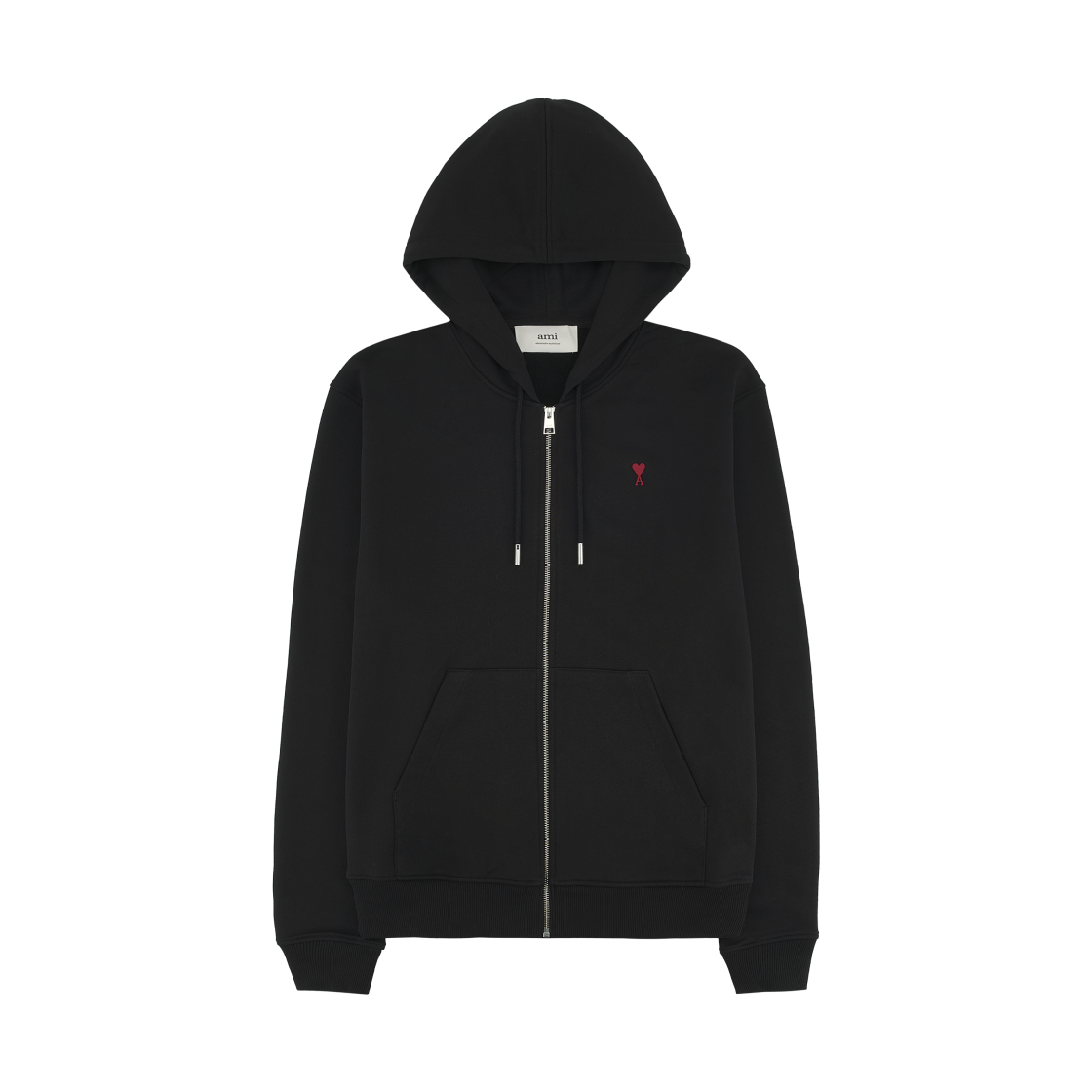 아미 스몰 하트 로고 루프백 오가닉 코튼 플리스 후드 집업 블랙(AMI de Coeur Loopback Oragnic Cotton Fleece Zipped Hoodie Black)