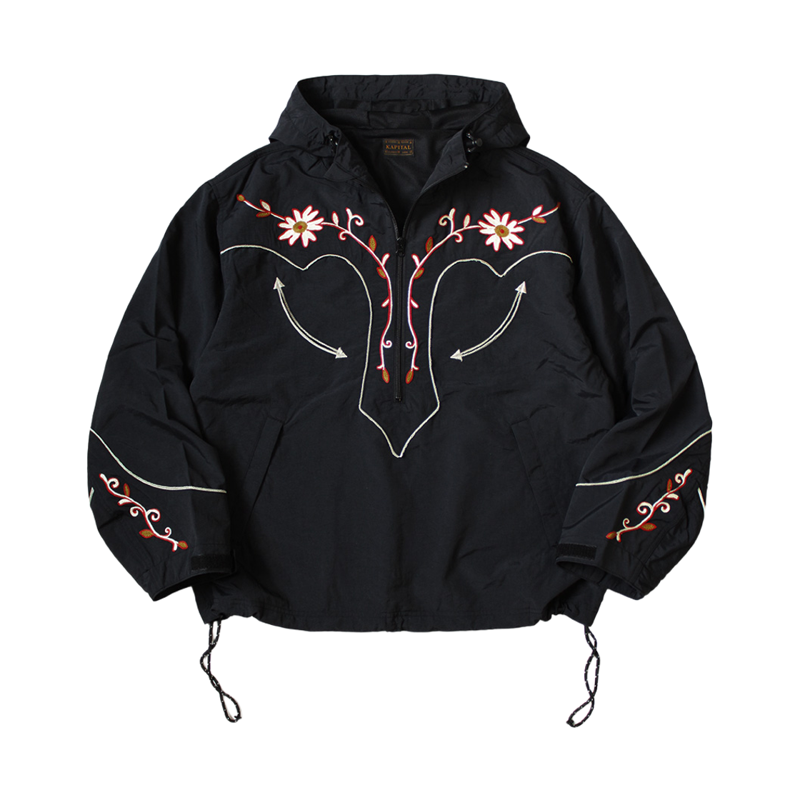 K2512LJ211 Kapital Nylon Taffeta Tennessee Cornflower Parka Black