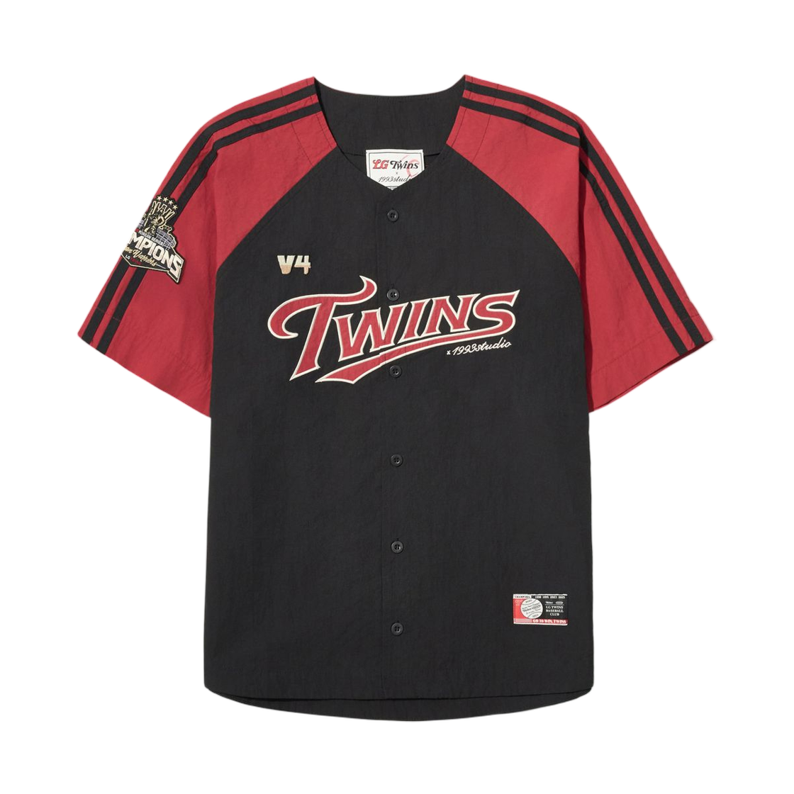 LG 트윈스 x 1993스튜디오 V4 트랙 나일론 유니폼 셔츠 레드(LG Twins x 1993 Studio V4 Track Nylon Uniform Shirt Red)