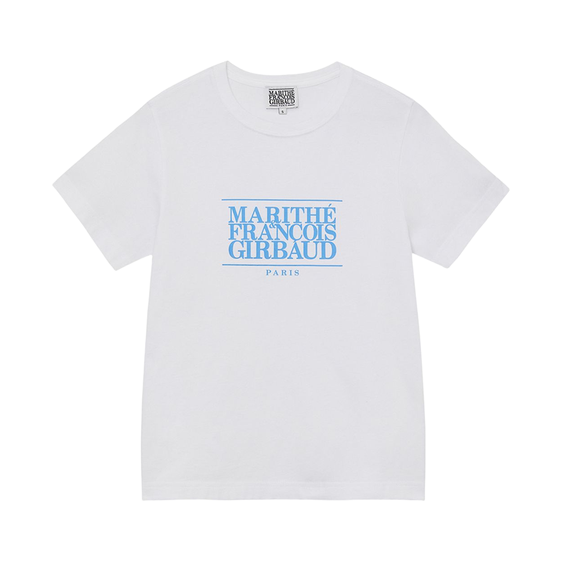 (W) 마리떼 프랑소와 저버 클래식 로고 티셔츠 화이트 스카이 블루((W) Marithe Francois Girbaud Classic Logo T-Shirt White Sky Blue)