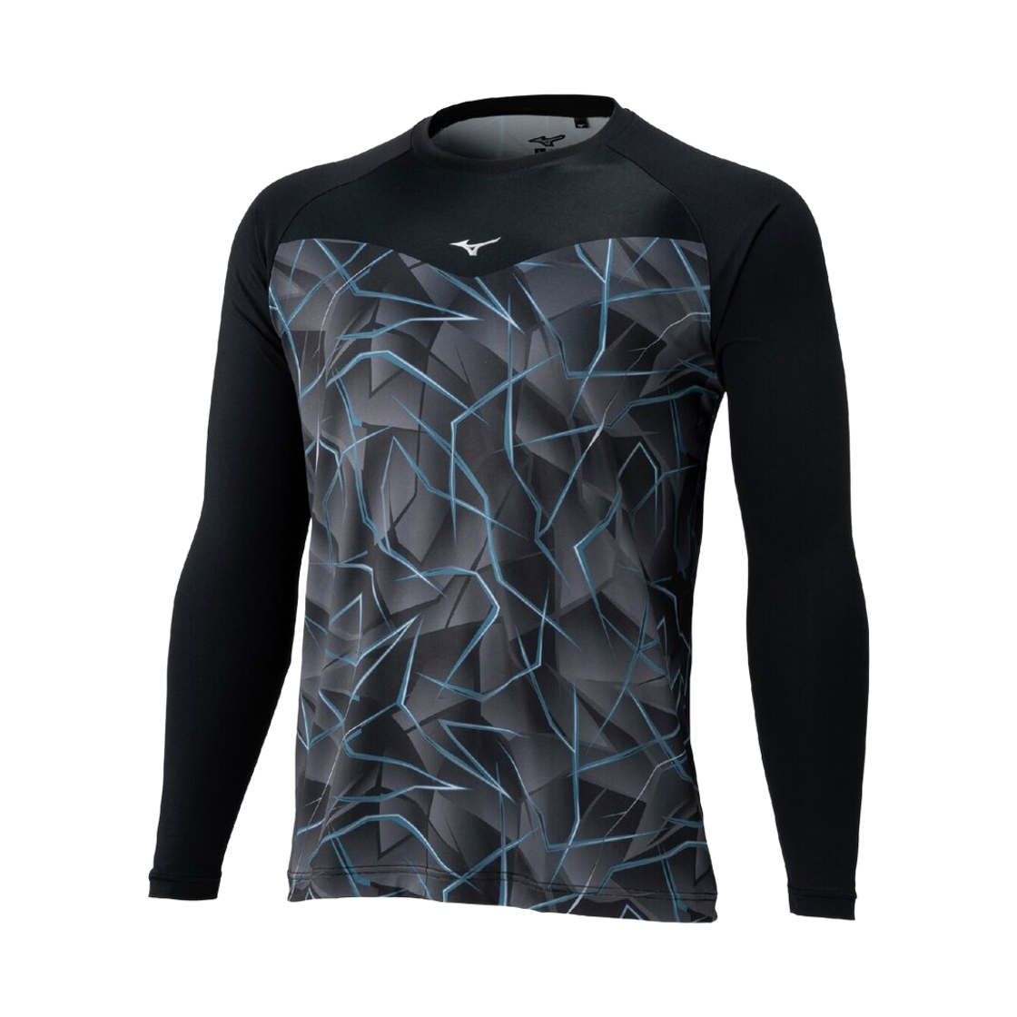 12JADP8809 Mizuno Graphic Low Neck Long-Sleeved T-Shirt Black