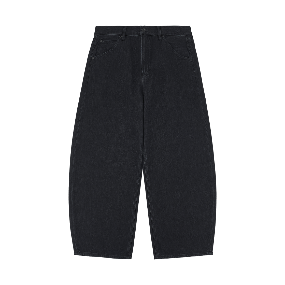 484808-08 (W) Uniqlo Baggy Curve Jeans Short Dark Gray - JP