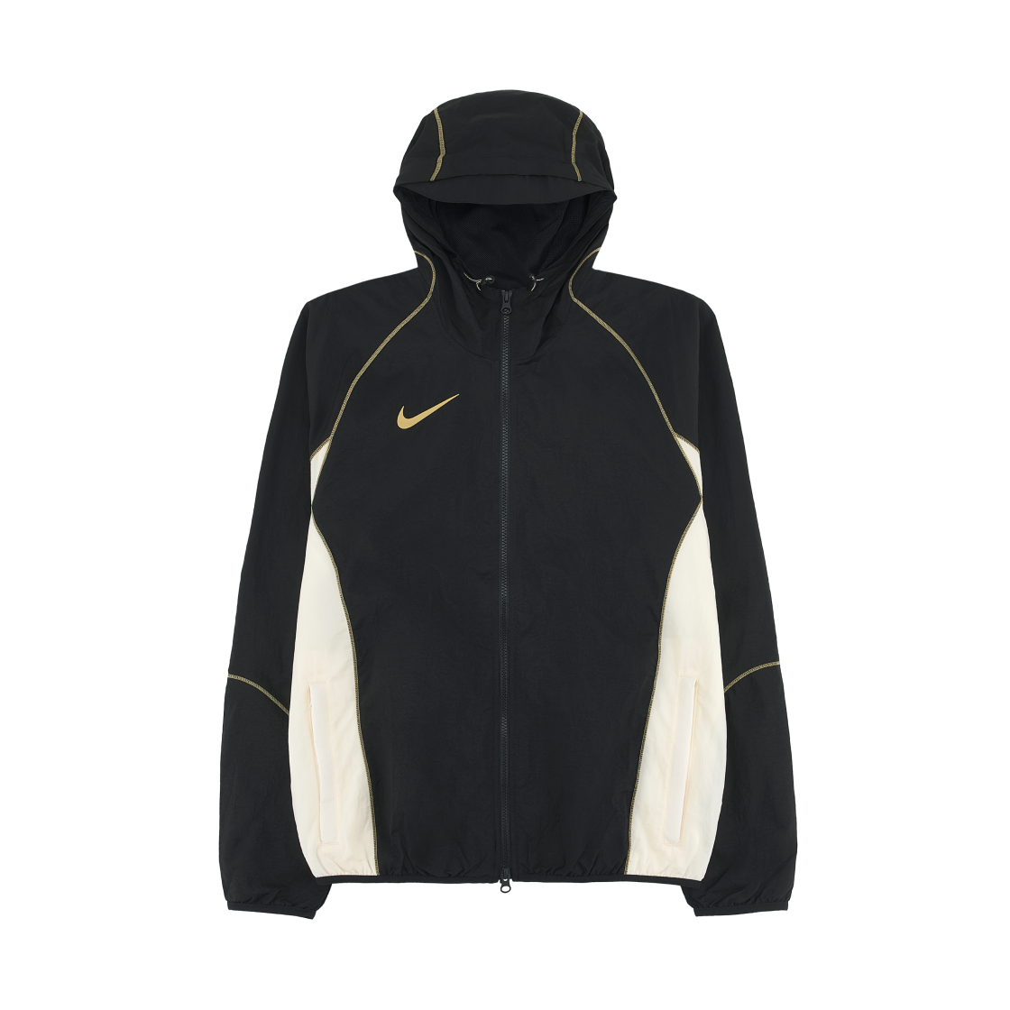 HJ3803-013 Nike Strike+ Repel Hooded Football Jacket Black Pale Ivory - Asia