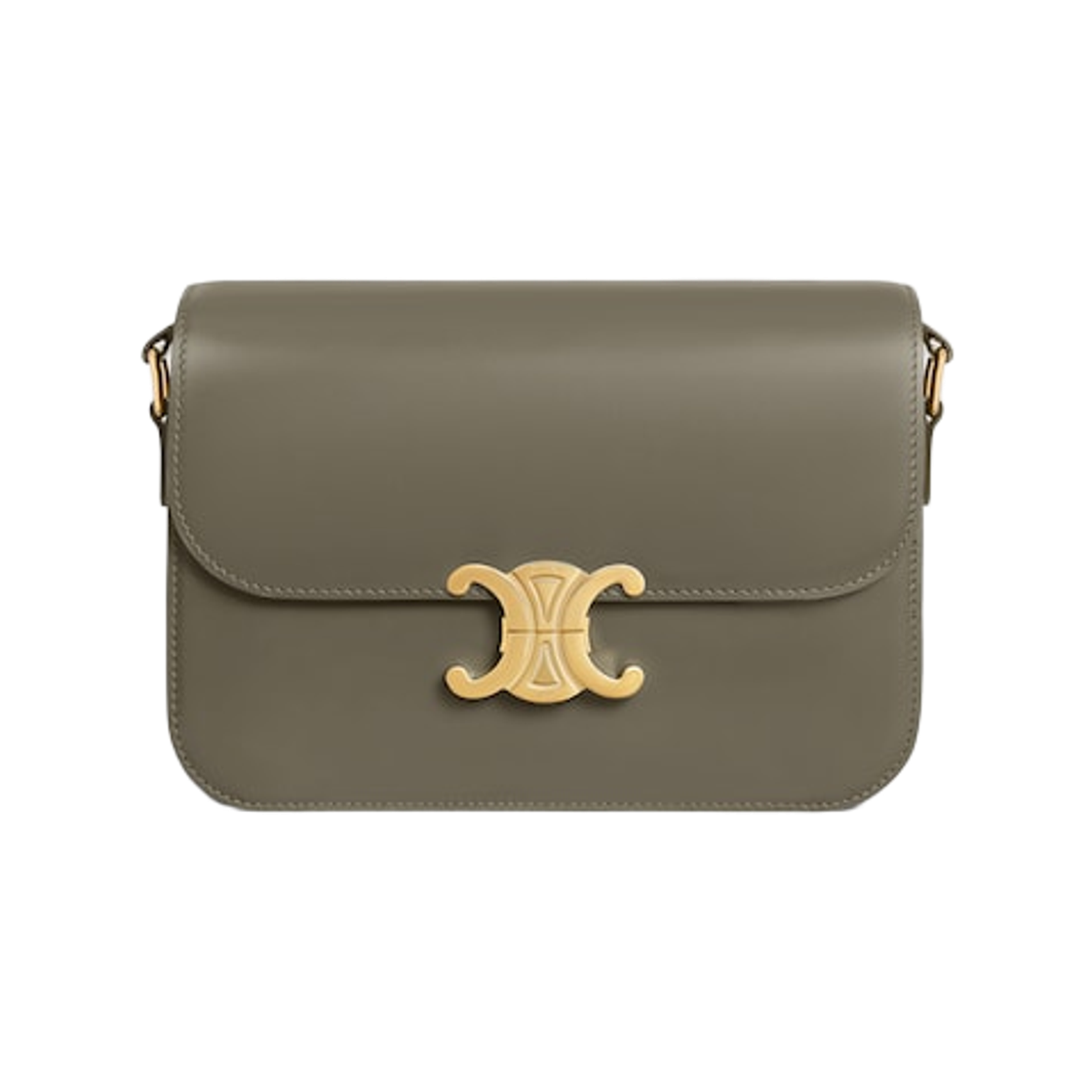 187363BF4-15BC Celine Classique Triomphe Bag in Shiny Calfskin Golden Khaki