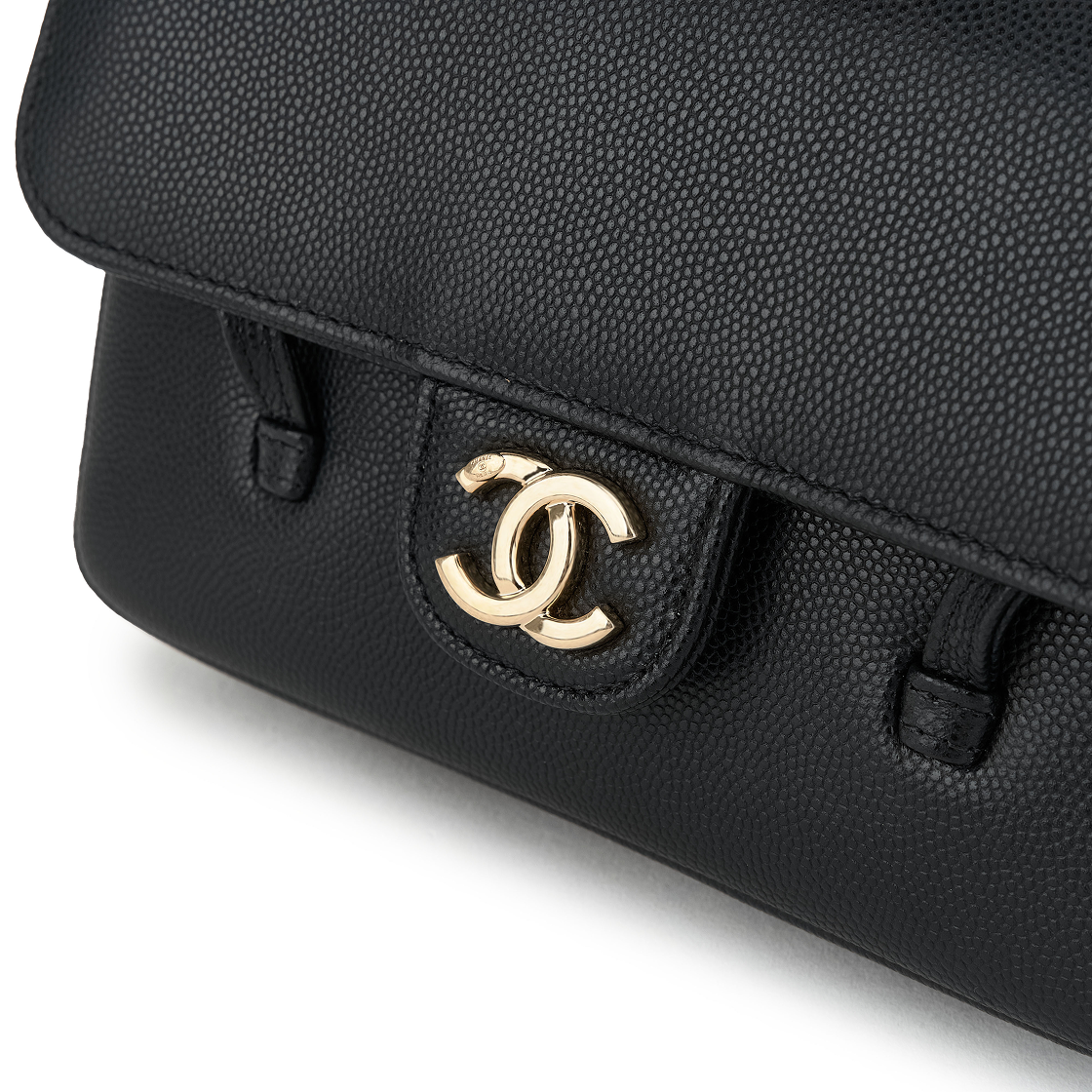 샤넬 레더 스트랩 클러치 그레인드 샤이니 카프스킨 & 골드 메탈 블랙(Chanel Clutch with Leather Strap Grained Shiny Calfskin & Gold Black) - 5