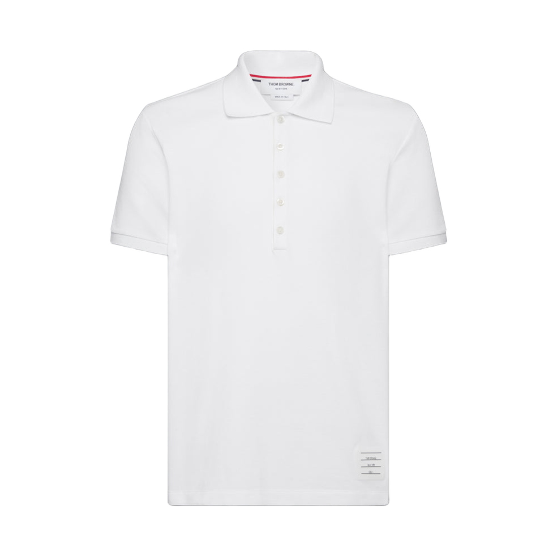 MJP110P-00050-100 Thom Browne Classic Pique 4-Bar Short Sleeve Polo White