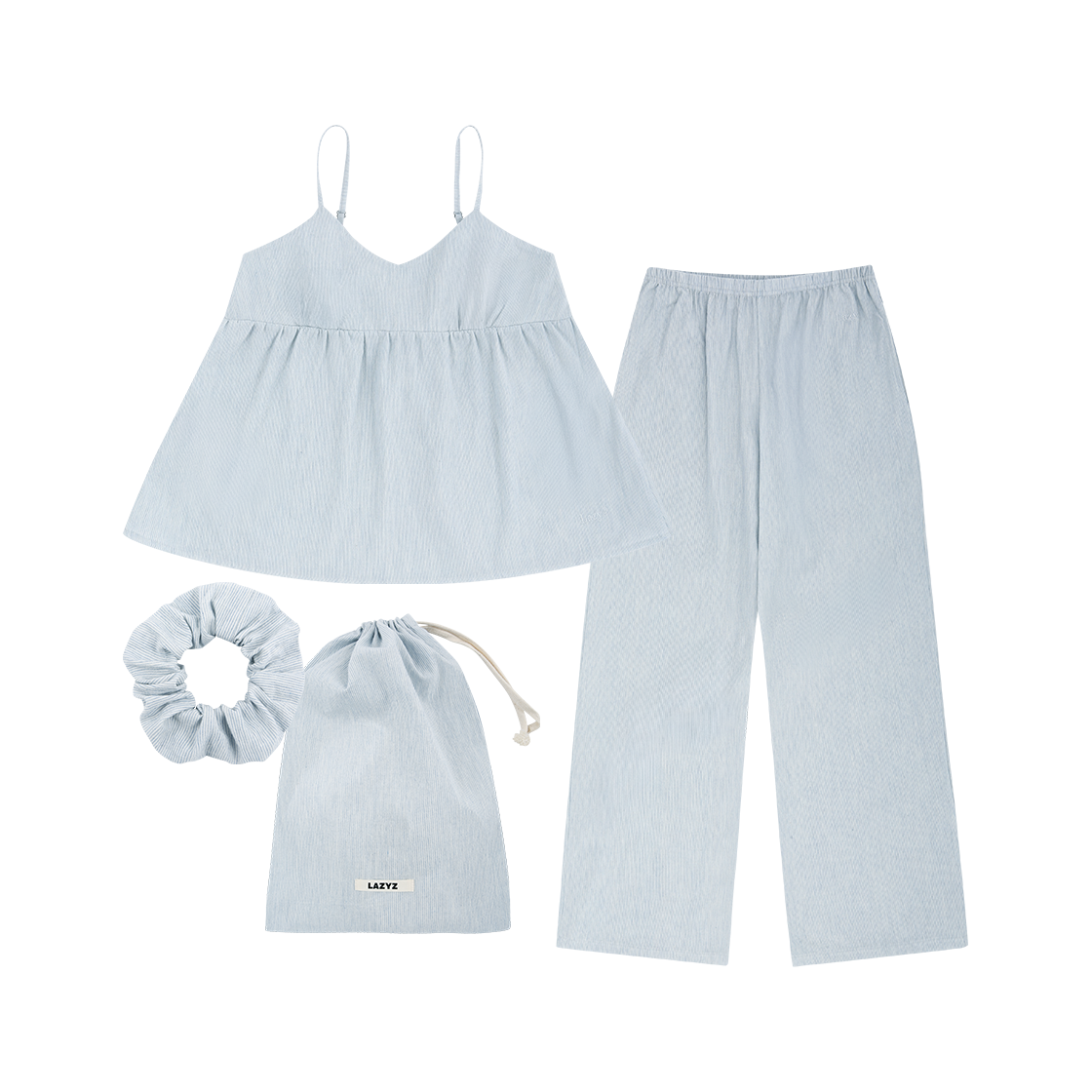 레이지지 롱 시에스타 파자마 스크런치 파우치 세트 스카이(LAZYZ Long Siesta Pjs Scrunchie Pouch Set - Sky)