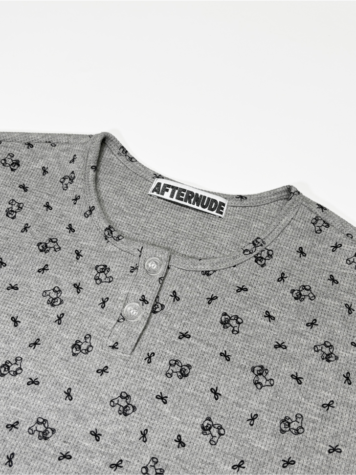 에프터누드 베어 와플 티 그레이(Afternude Bear Waffle Tee Grey) - 2