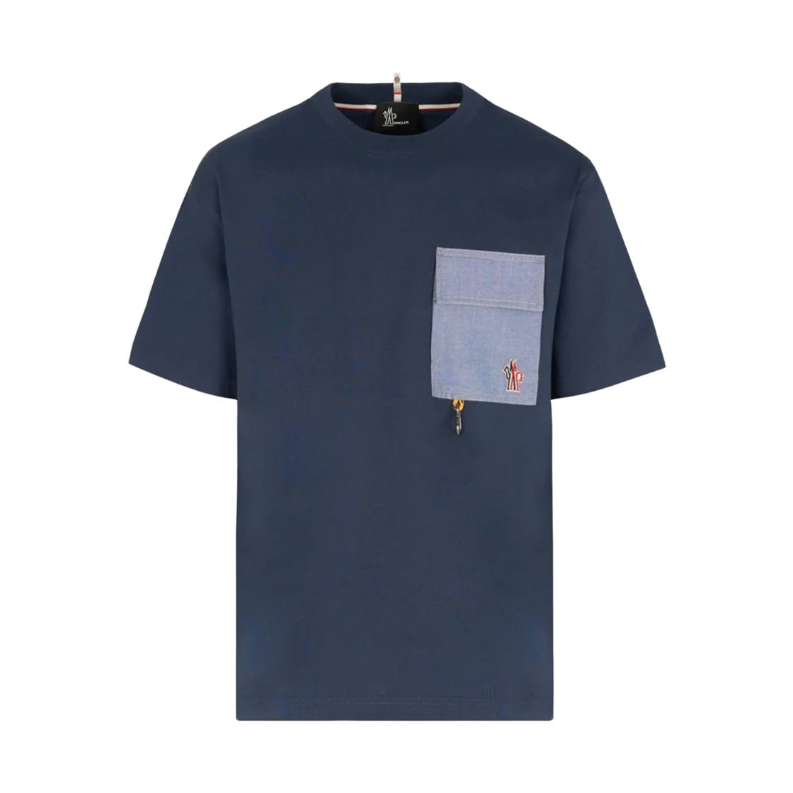 L1-097-8C00001-89AW1-742 Moncler Cotton Blend T-Shirt with Denim Pocket Navy Blue - 26SS