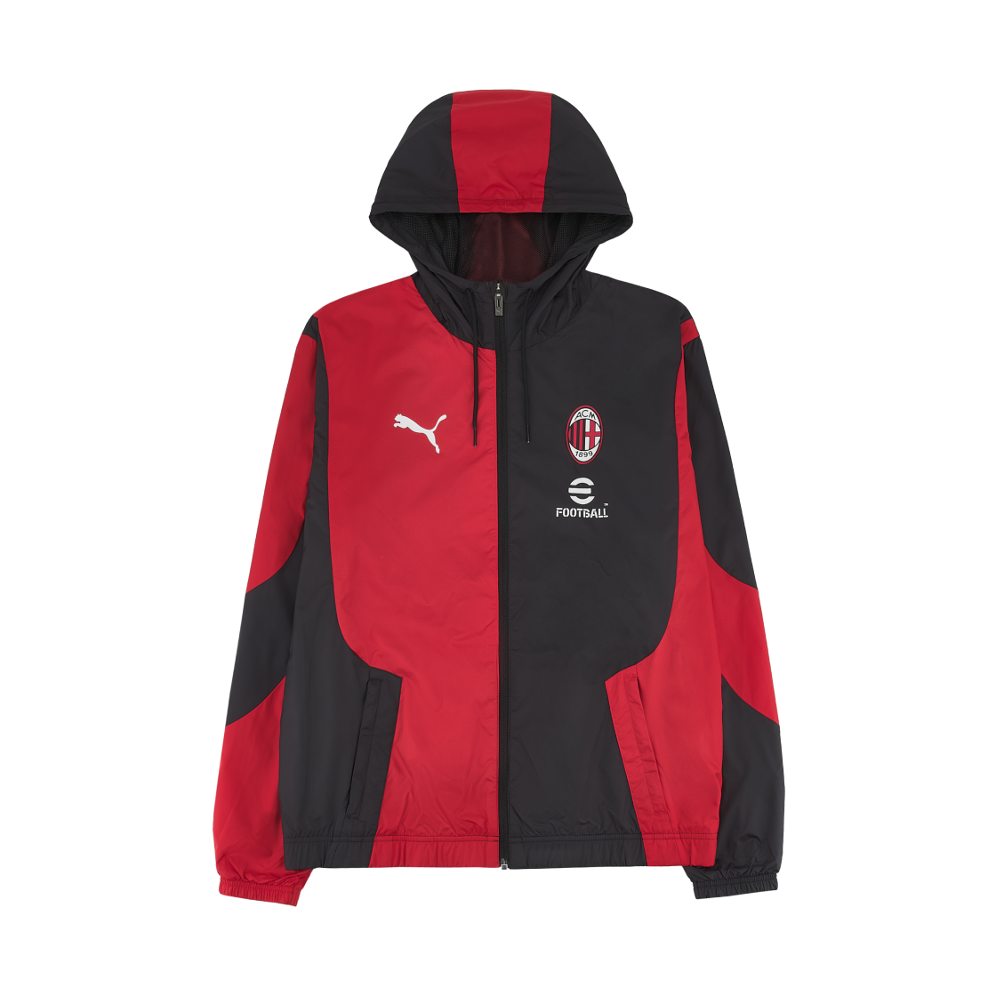 푸마 AC 밀란 프리매치 우븐 자켓 블랙 포 올 타임 레드(Puma AC Milan Prematch Woven Jacket Black For All Time Red)