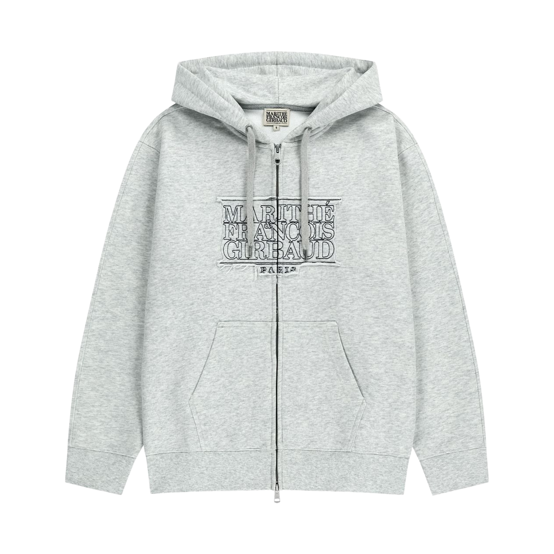 마리떼 프랑소와 저버 클래식 로고 아플리케 후드 집업 라이트 헤더 그레이(Marithe Francois Girbaud Classic Logo Applique Hoodie Zip Up Light Heather Gray)