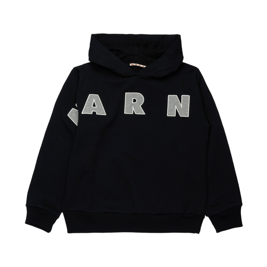 (키즈) 마르니 자수 로고 후드 스웨트셔츠 블랙((Kids) Marni Hooded Sweatshirt with Embroidered Logo Black)