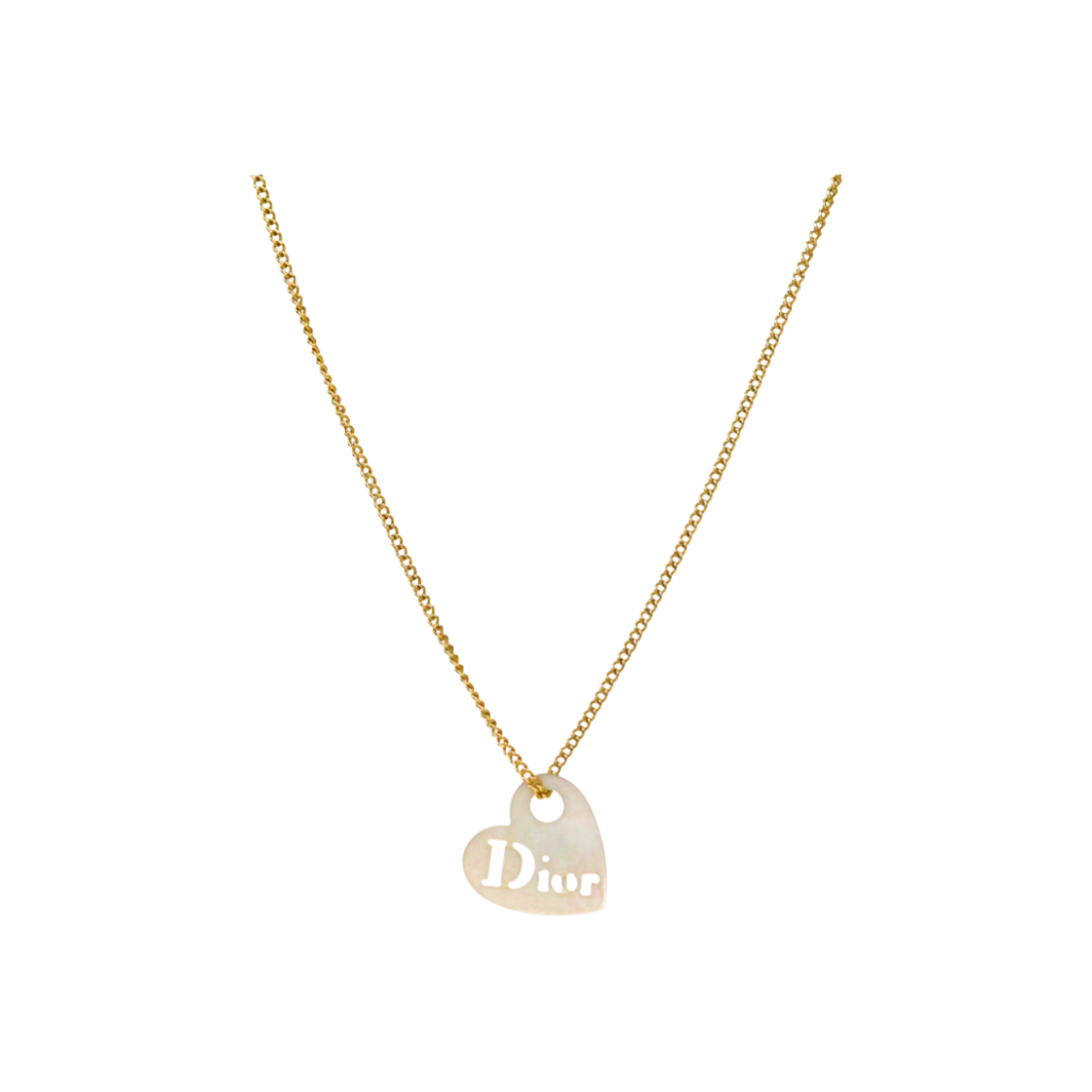 IT9AUN63O4J7 Dior Mother-of-Pearl Heart Gold Necklace A-B49663
