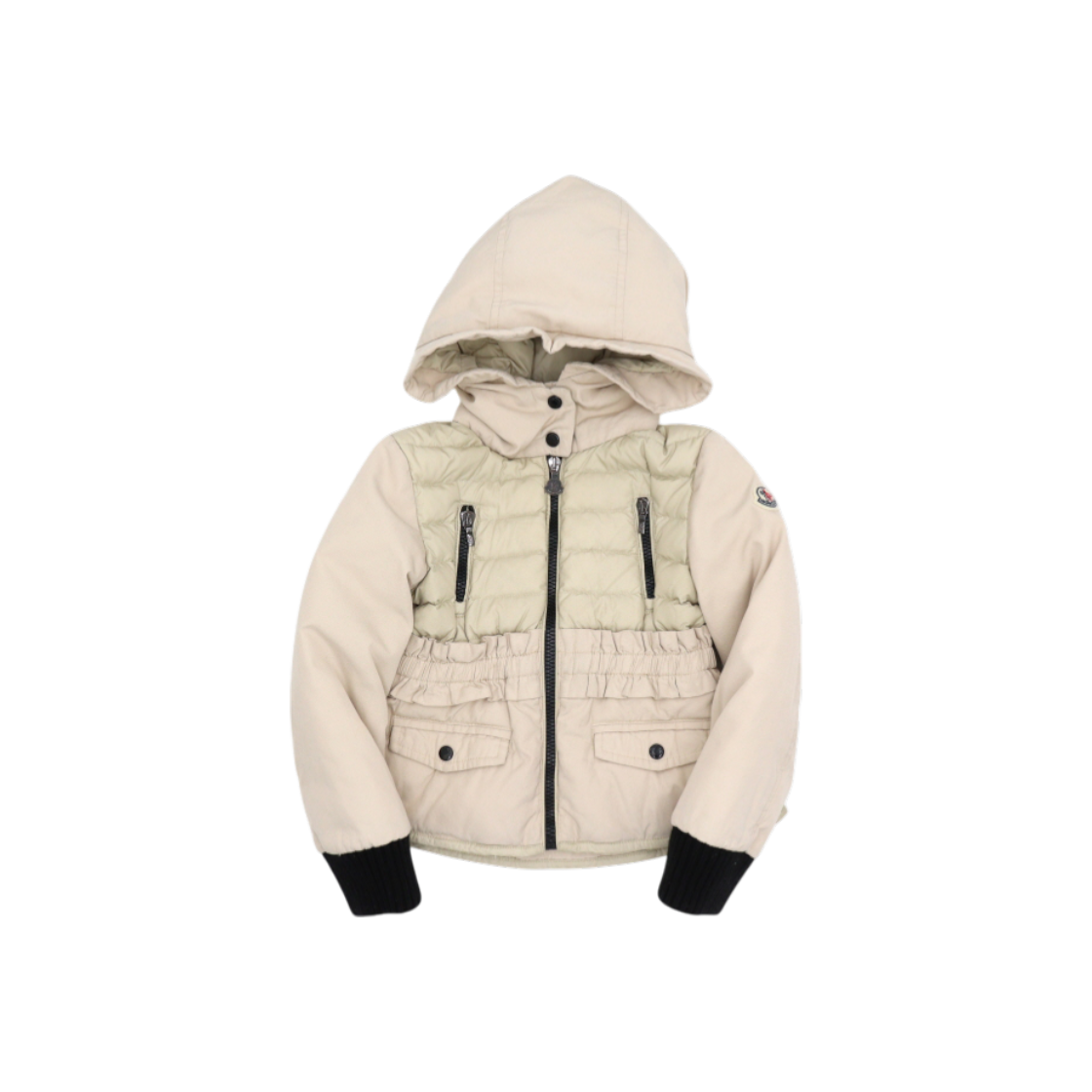 IT5FGEFJ75F2 Moncler Ivory Adnoise Kids Baby Padded Hoodie Jacket