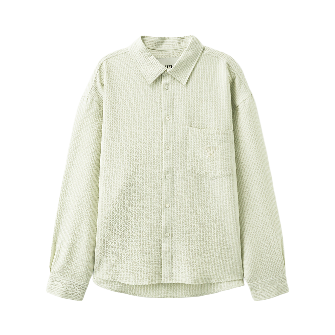 SA261MSH04GEN0 SATUR Stripe Seersucker PockeT-Shirt Green