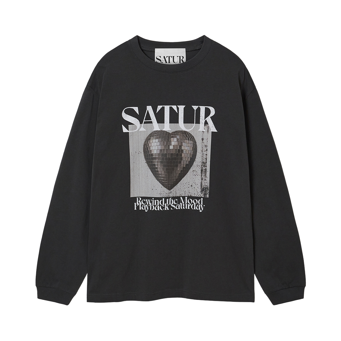 SA261ULS05CCL0 SATUR Mirrorball Graphic Long Sleeve Charcoal