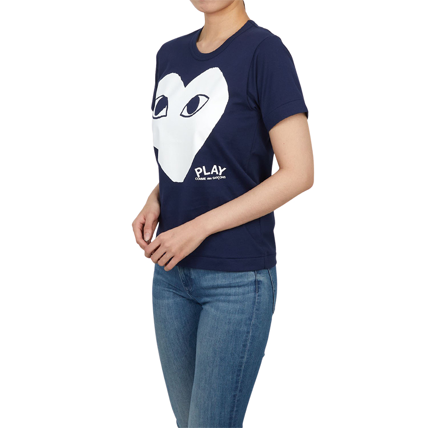 [15% 쿠폰] (W) 플레이 꼼데가르송 화이트 하트 티셔츠 네이비([15% 쿠폰] (W) Play Comme des Garcons White Heart T-Shirt Navy) - 4