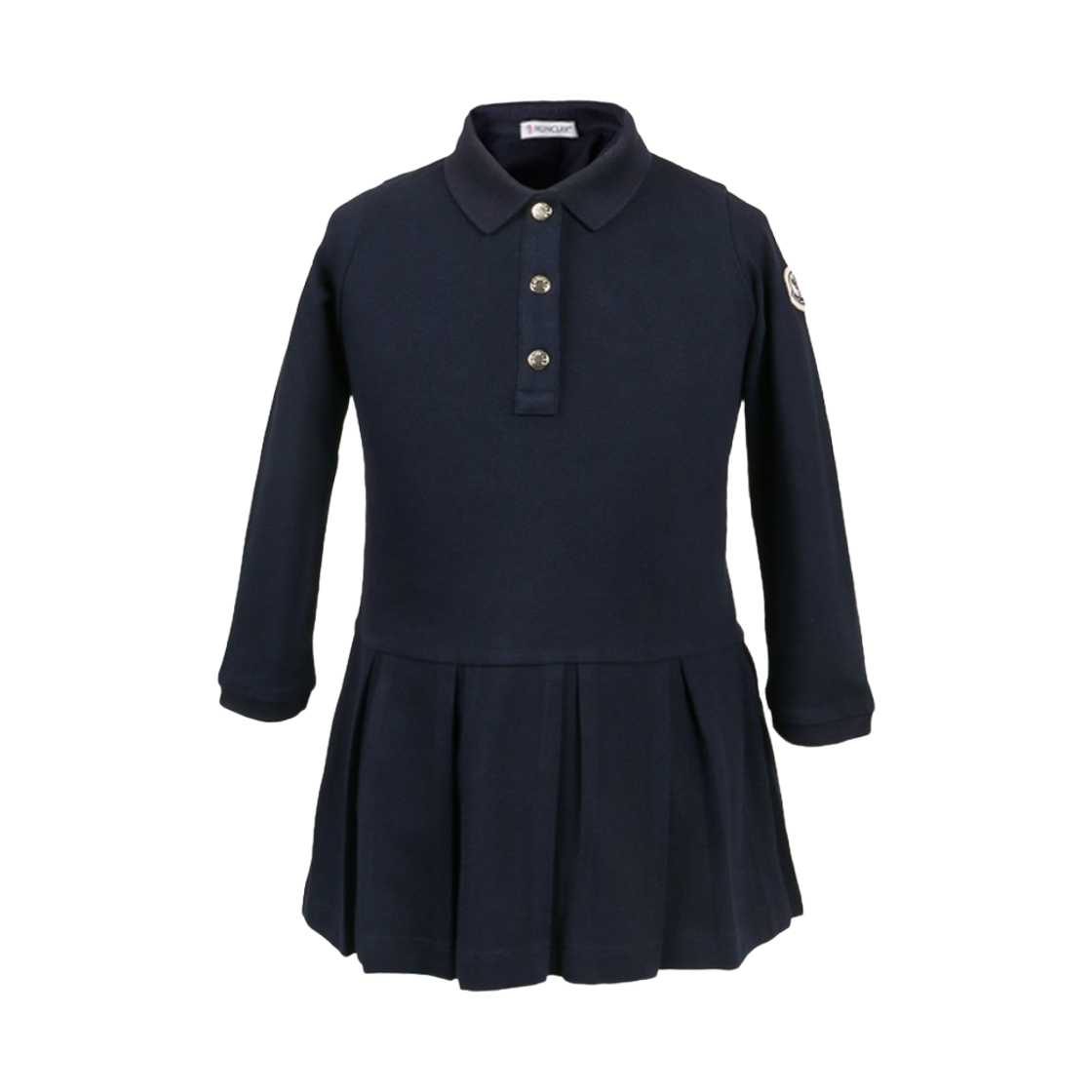 (키즈) 몽클레르 코튼 피케 폴로 드레스 네이비 블루 - 25FW((Kids) Moncler Cotton Piquet Polo Dress Navy Blue - 25FW)