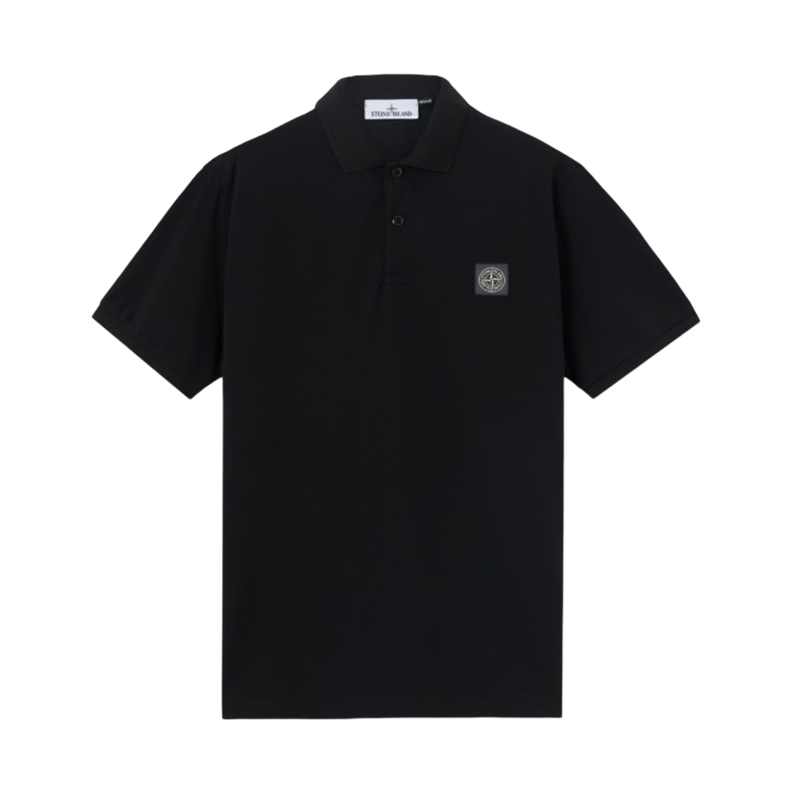 L1S1522000-11S0039-V0029 Stone Island 2200011 50/2 Organic Cotton Pique Regular Fit Short Sleeve Polo with Compass Patch Black - 26SS