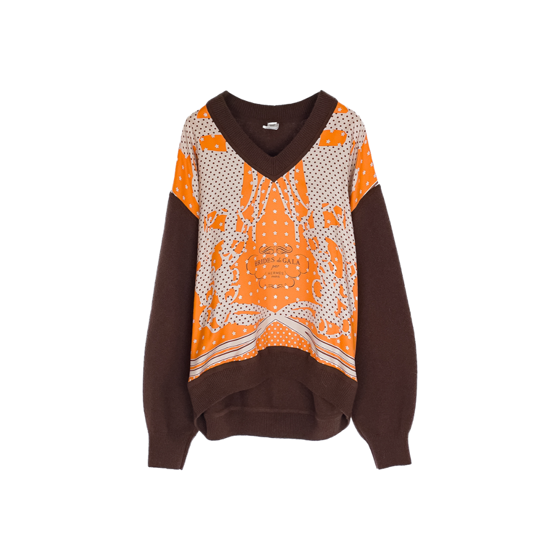 ITKNPDGAAEI7 Hermes Bride de Gala V-Neck Pullover 42 Orange Sature