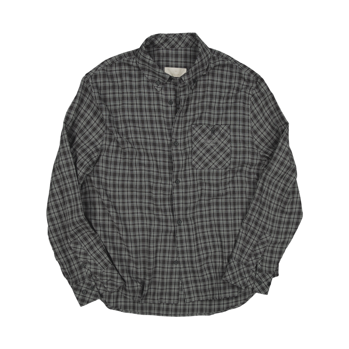 언더마이카 무.170 클래식 로고 세미 레귤러 핏 포켓 체크 셔츠 딥 카키