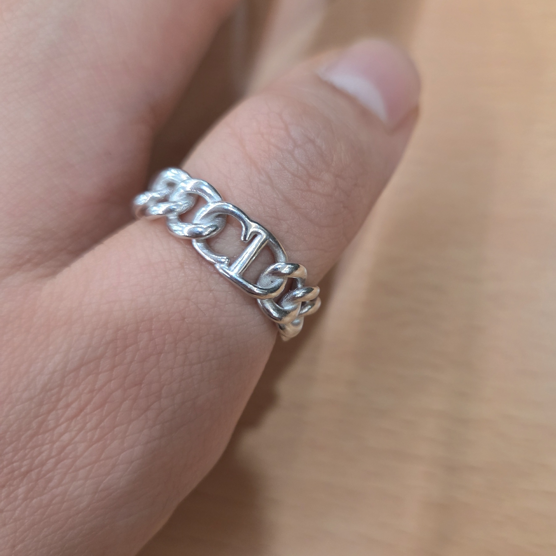 Dior CD Icon Chain Link Ring Silver Silver 착용 스타일 - 2