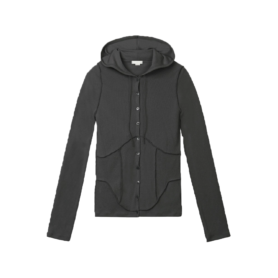 Bonnae-103 Bonnae Women Corset Line Hoodie Cardigan Black