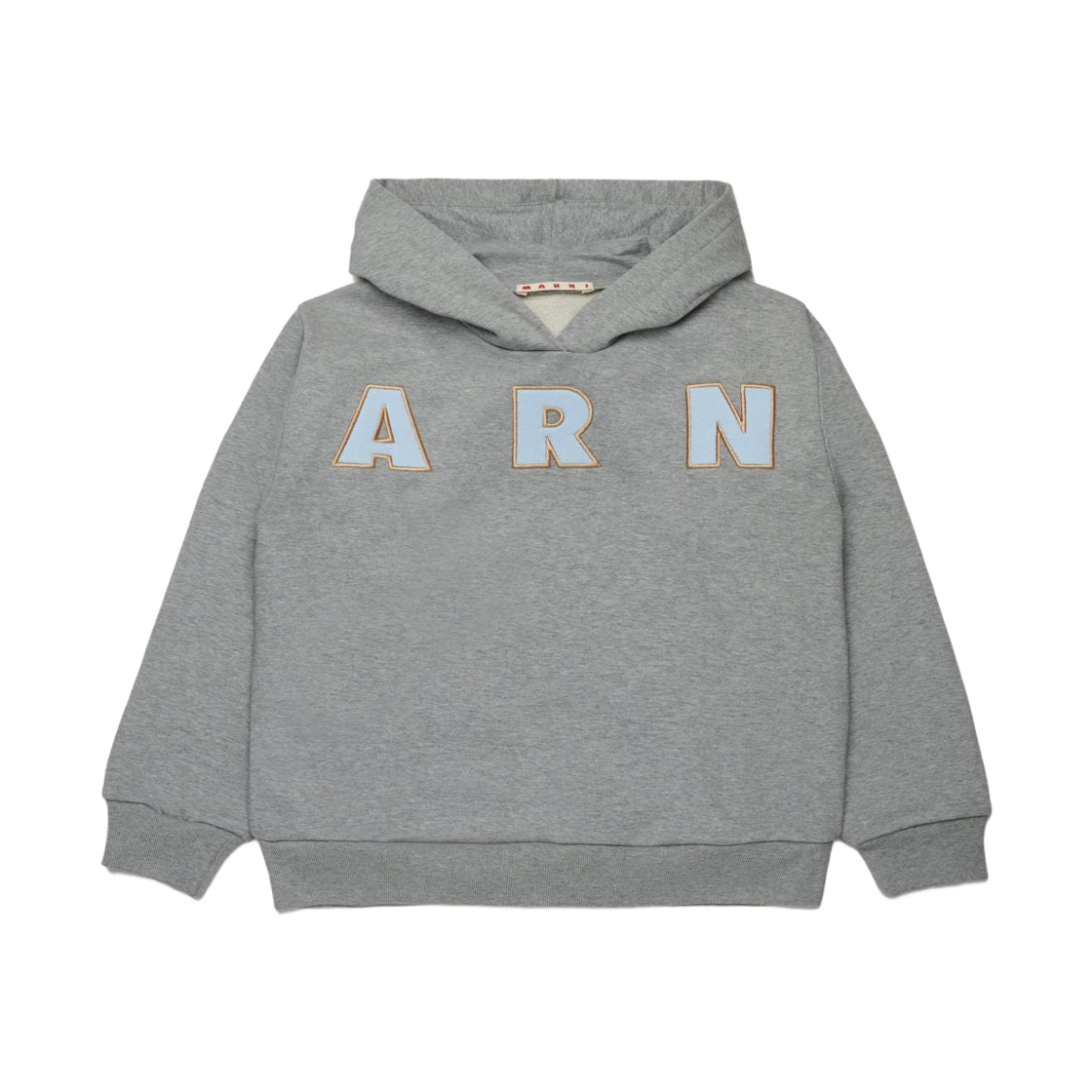 (키즈) 마르니 자수 로고 후드 스웨트셔츠 쿨 그레이 멜란지((Kids) Marni Hooded Sweatshirt with Embroidered Logo Cool Grey Melange)