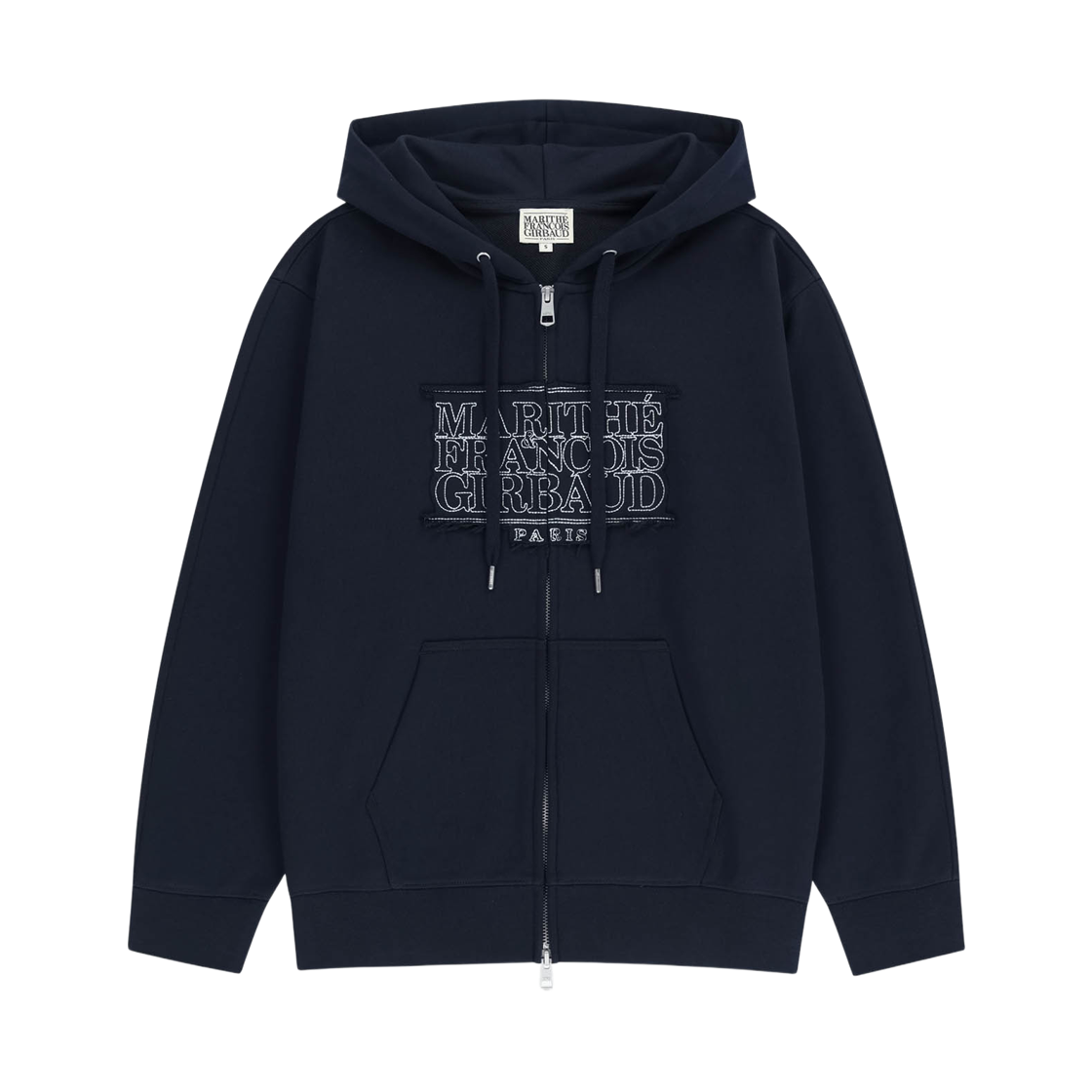 - Marithe Francois Girbaud Classic Logo Applique Hoodie Zip Up Navy