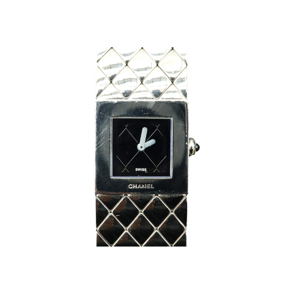 샤넬 H0009 블랙 다이얼 스틸 쿼츠 마트라세 여성 시계(Chanel H0009 Black Dial Steel Quartz Matelasse Women's Watch)