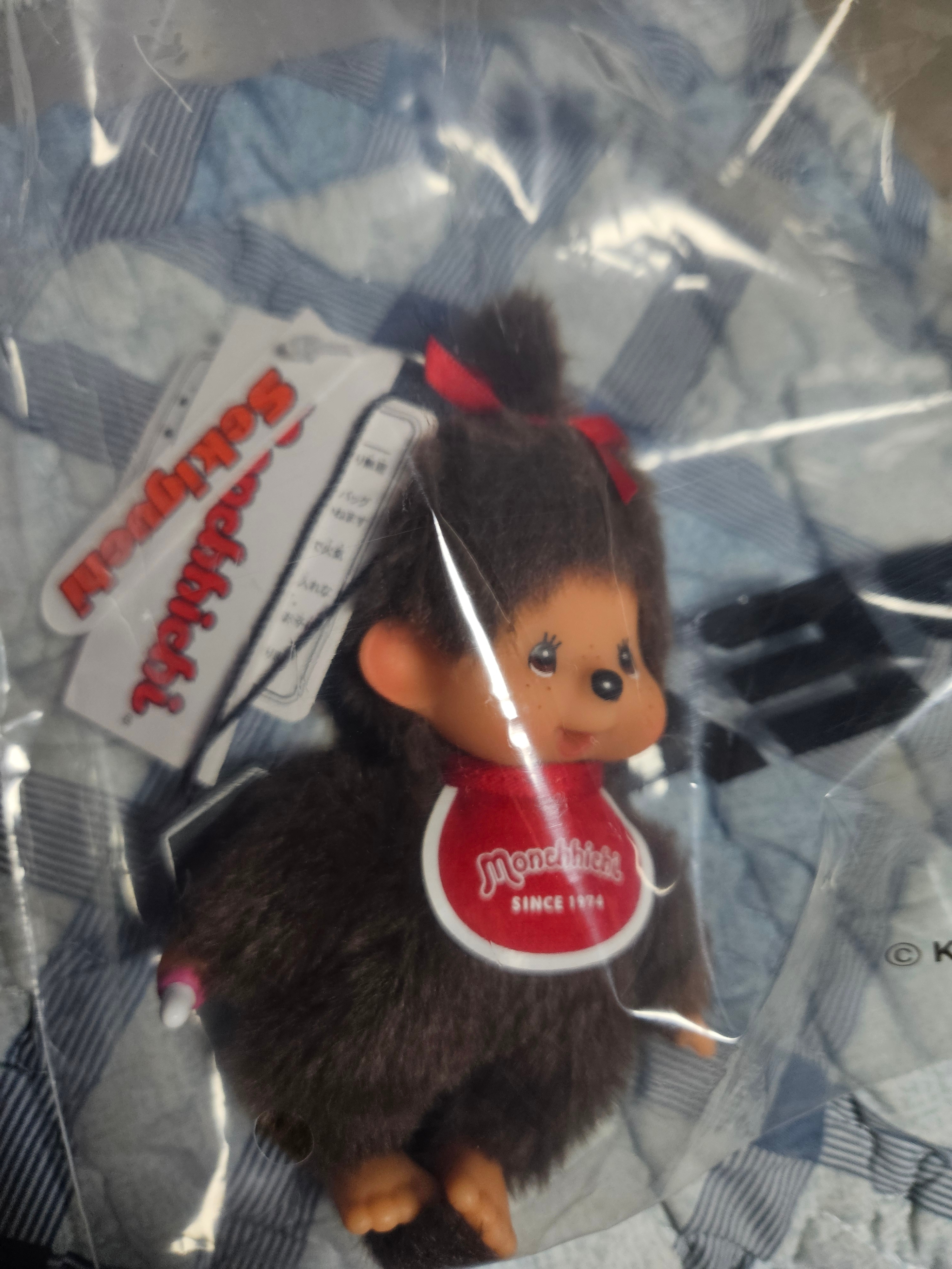 Monchhichi SS Girl Key Chain Brown 착용 스타일