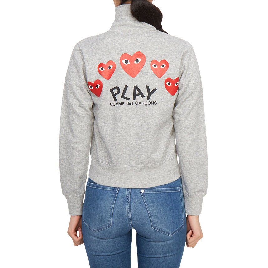 [15% 쿠폰] (W) 플레이 꼼데가르송 5 하트 집업 스웨트셔츠 그레이([15% 쿠폰] (W) Play Comme Des Garcons 5 Hearts Zip-Up Sweatshirt Grey) - 3