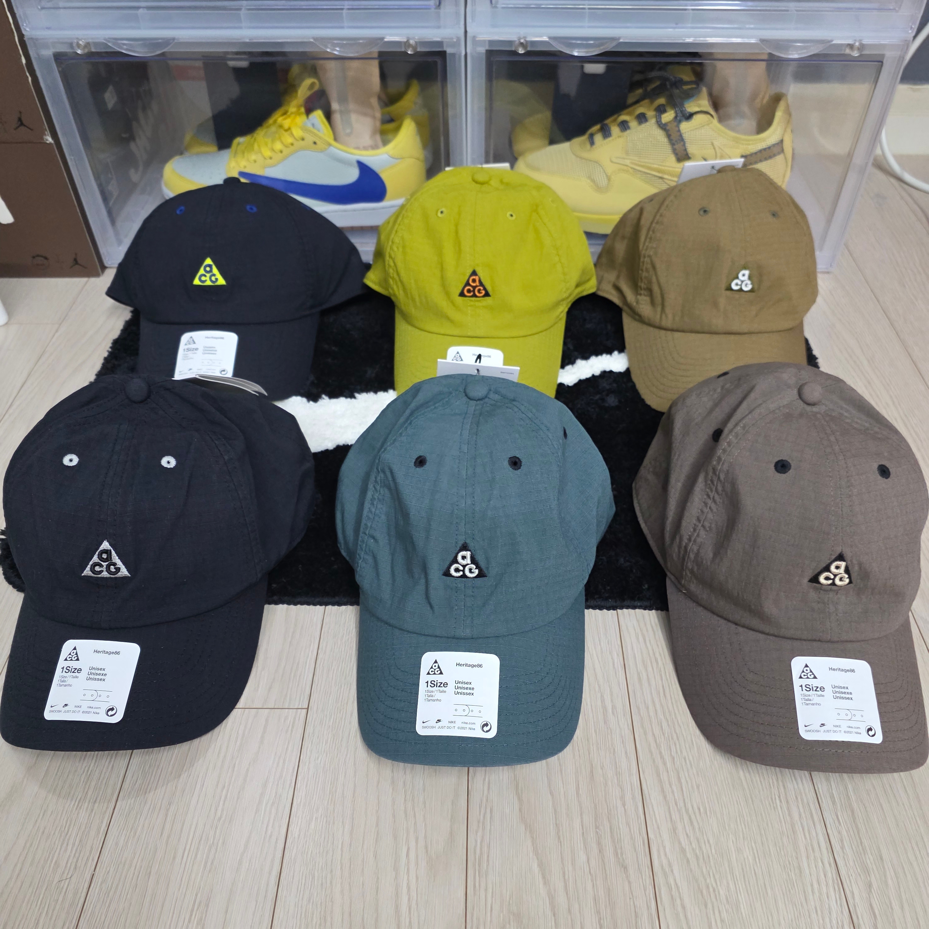 Nike ACG Heritage 86 Cap Hazel Rush, Nike ACG Heritage 86 Cap Black 착용 스타일