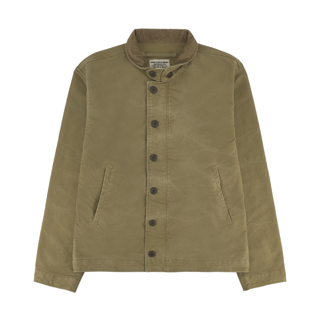 더블알엘 코듀로이 칼라 코튼 덱 자켓 카키 드랩(Double RL Corduroy Collar Cotton Deck Jacket Khaki Drab)