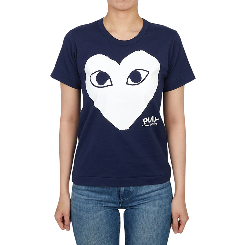 [15% 쿠폰] (W) 플레이 꼼데가르송 화이트 하트 티셔츠 네이비([15% 쿠폰] (W) Play Comme des Garcons White Heart T-Shirt Navy) - 2