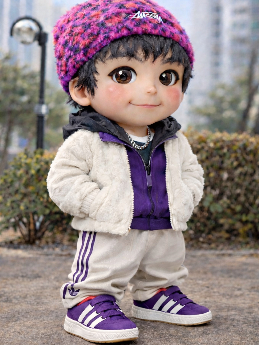 Stussy Skullcap Leopard Pink, Adidas Originals Track Pants Ambient Sky White - KR Sizing 착용 스타일 - 1